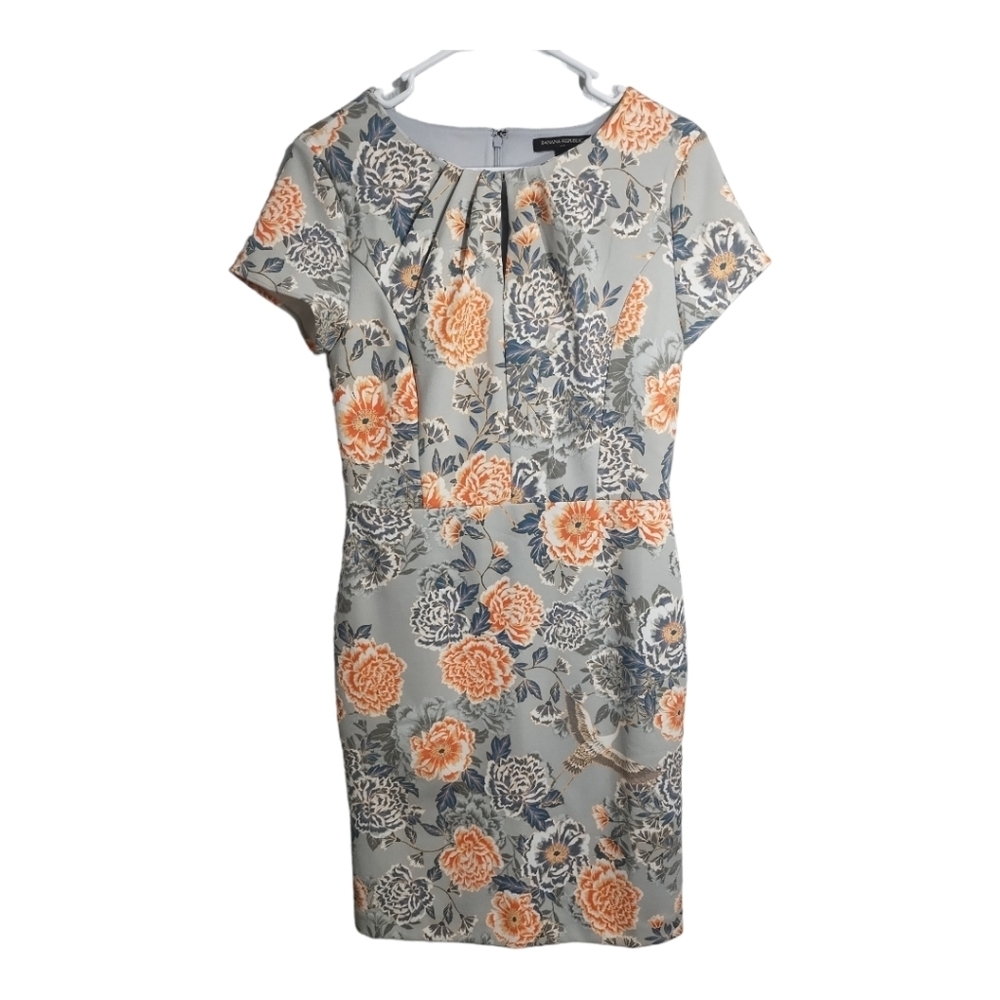 Banana Republic Factory Floral Mini Dress - Orange and Gray